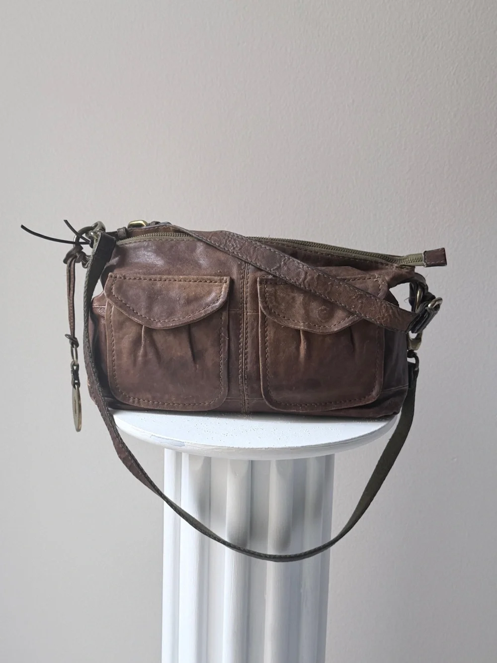 Hyper Distressed Fossil Vintage Bag.